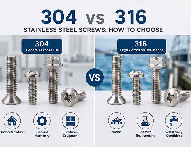 304 vs 316 stainless steel screws