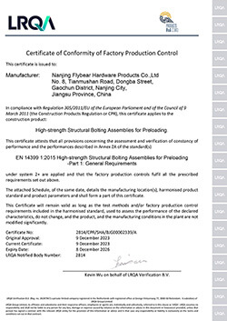 flybear cpr en 14399 structural bolting certificate