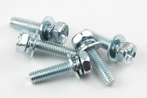 gb9074.13 carbon steel grade 8.8 blue white zinc phillips hex socket combination screw with flat and spring washer